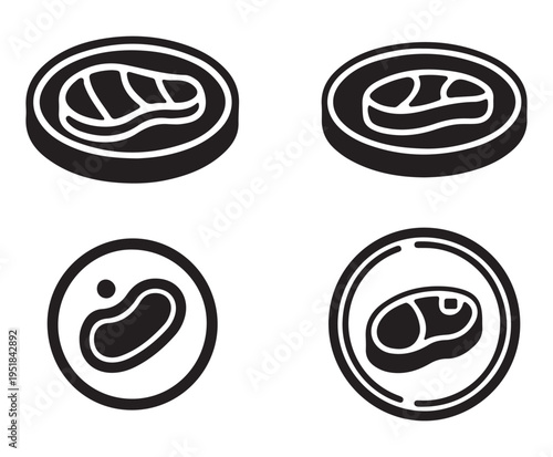 Lab-Grown Meat and Synthetic Protein Innovation Icon Set with Cultured Cell and Science Elements