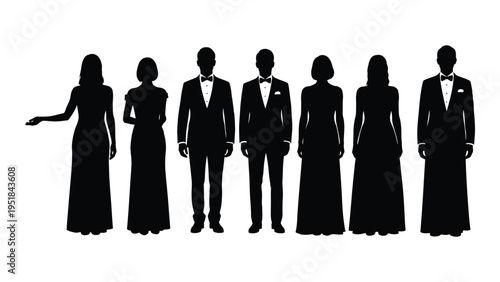 A group of people standing in a formal line