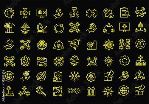 Business Integration icon set. Editable line icons. Vector illustration.