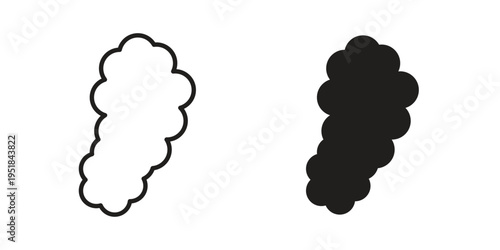 Fire smoke icon set in black outline and fill. Editable icons
