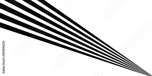 Black on white abstract perspective line wave stripes with 3d dimensional effect isolated on white.