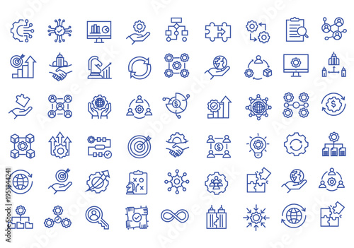 Business Integration icon set. Editable line icons. Vector illustration.