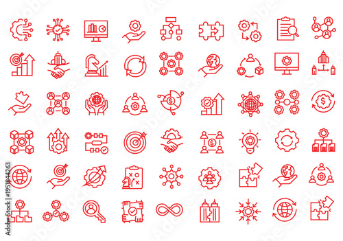 Business Integration icon set. Editable line icons. Vector illustration.