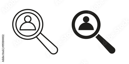 Hiring icon set in black outline and fill. Editable icons