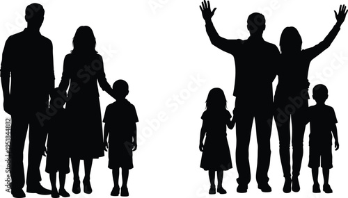 Set of silhouettes of a maid cleaning with a mop, dusting, ironing clothes, and using cleaning supplies, housekeeping service icons.