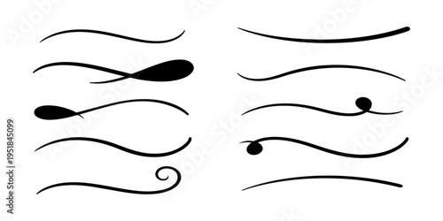 Black and white vector illustration set featuring silhouettes of a woman with various hair styles and brush art elements for beauty logo design