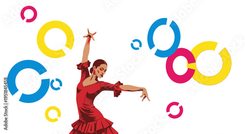Dynamic Flamenco Dancer Illustration for Multicultural Brand Storytelling and Creative DE&I Marketing Campaigns