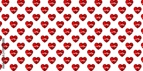 Heartbeat pattern on white background . Background with heartbeat icon . Vector illustration