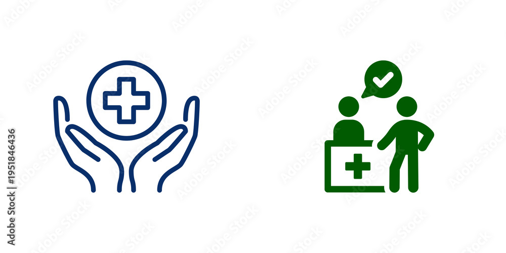 Fototapeta premium Medical Care and Reception Icons isolated on transparent background