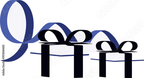 Blue ribbon tied in a bow on a in a decorative arrangement