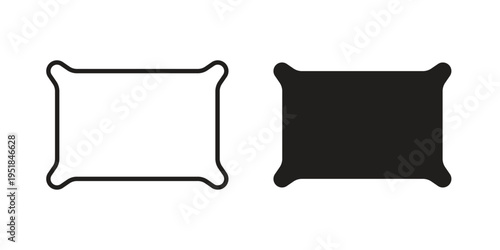 Pillow icon set in black outline and fill. Editable icons