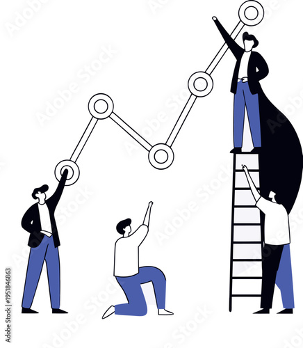 Business people working together to achieve a common goal with graph