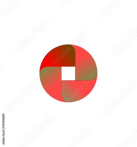 Abstract Geometric Gradient Circle with Rounded Shapes and Center Square Cutout