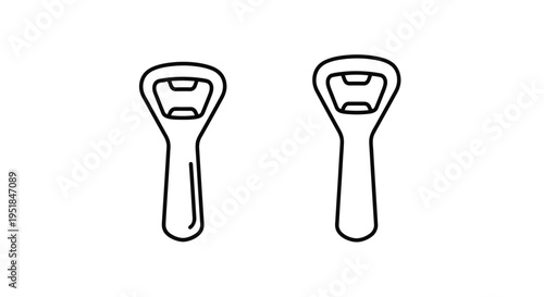 Two black outline drawings of bottle openers a minimalist silhouette
