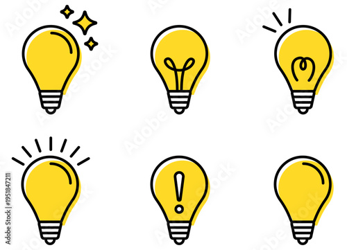 ひらめきや発見の電球アイコンカラー