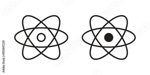 React icon set in black outline and fill. Editable icons