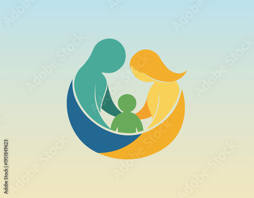 Abstract Family Love Circle Illustration – Parents and Child Care Protection Concept Vector
