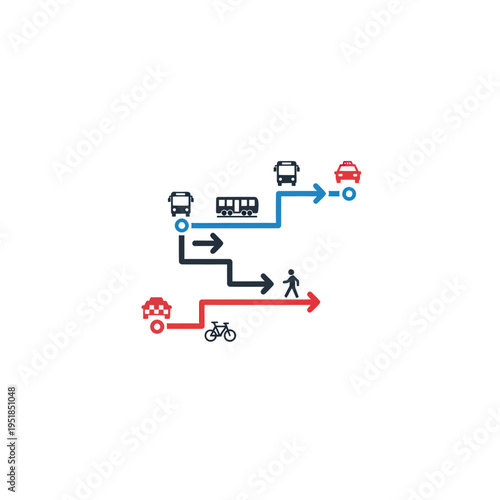 Public and personal transportation routes with multiple journey options