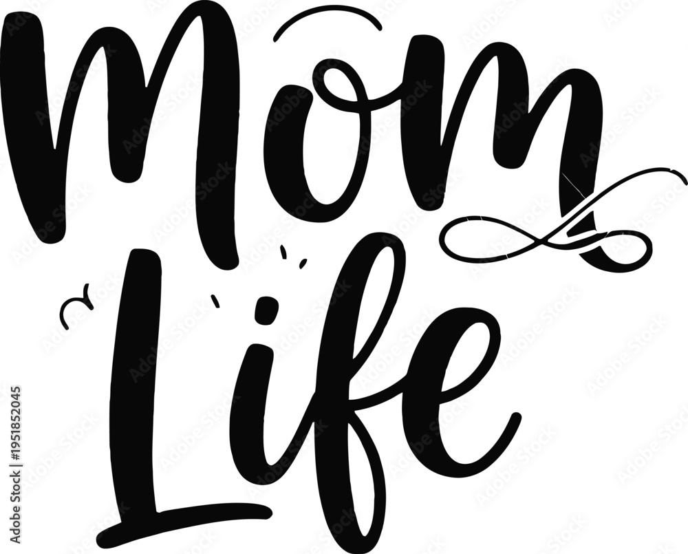 Obraz premium Mom life typography text isolated on transparent background