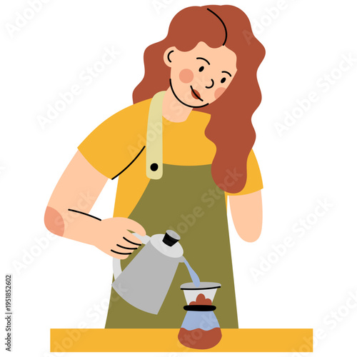 Woman With Limb Difference Holding Coffee Cup. Flat vector illustration of woman with limb difference holding coffee cup. Concept of diversity, accessibility and everyday life.