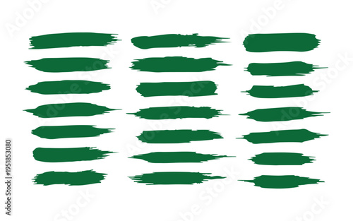 Hand drawn green brush strokes silhouette illustration