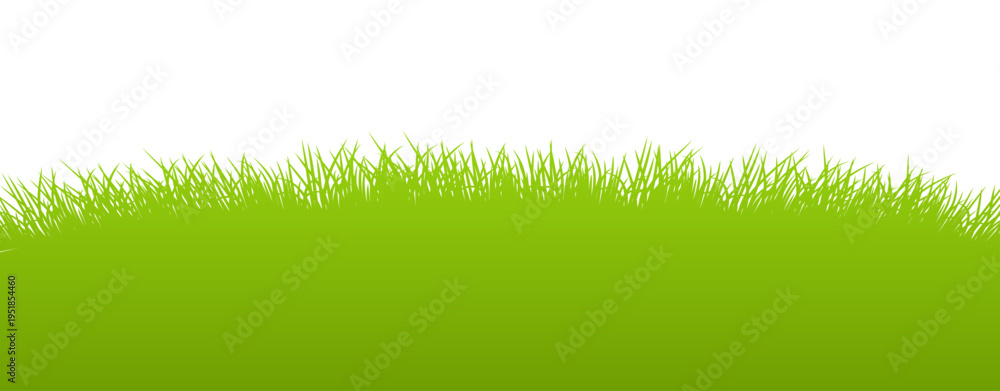 Fototapeta premium Vibrant green grass border with a clean white background, ideal for spring and nature-themed designs.