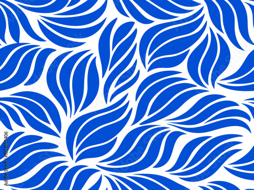 Blue leaf pattern design on white background for decoration and print