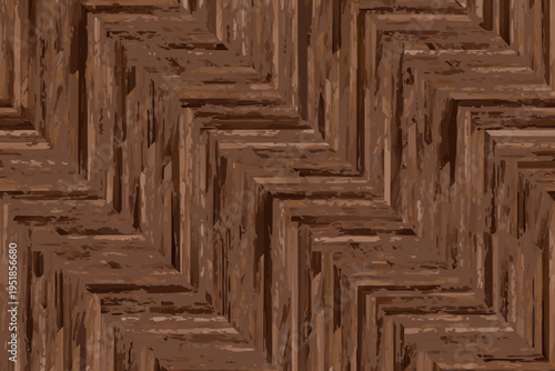A close up view of a brown herringbone wood pattern texture