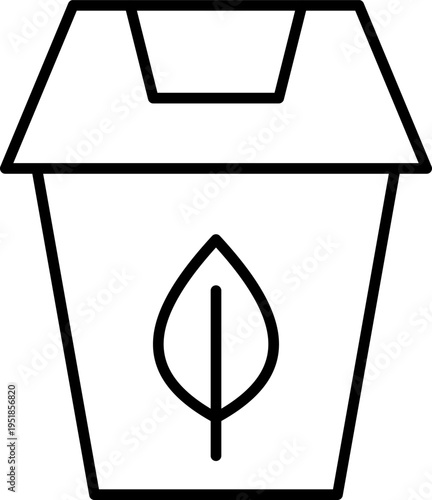 Recycling bin with leaf symbol concept of organic waste management, composting and environmentally friendly living