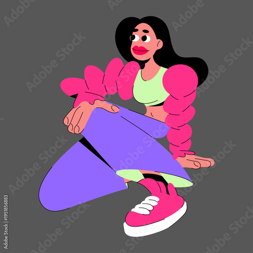 Tablou pe pânză Modern flat girl Sasha - character design.