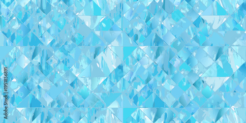 Abstract geometric pattern of light blue and white crystalline shapes