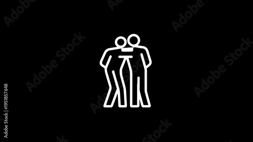 Friendship outline icon showing two people embracing, symbolizing support, connection, relationship, unity, and companionship.