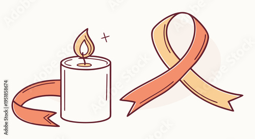 Candle and Ribbon Illustration for National Day of Truth and Reconciliation