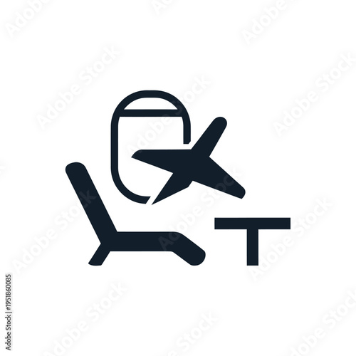 Airplane window seat icon for air travel