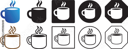 Modern color and black coffee icon.