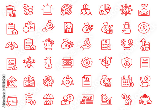 Wealth Management icon set. Editable line icons. Vector illustration.