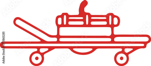 Medical stretcher with a patient attached to medical equipment for transport