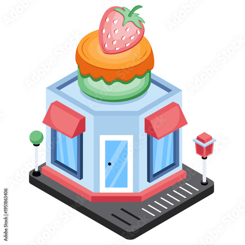 Conceptual isometric design icon of jam shop