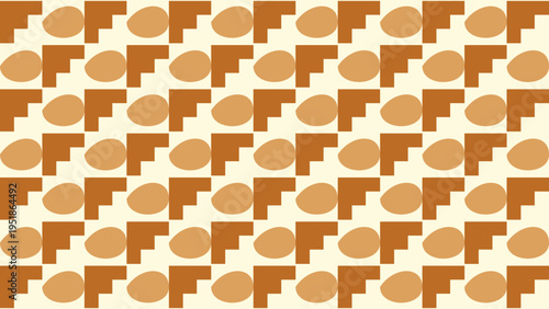 Egg and Step Pattern in Brown and Beige vector illustration