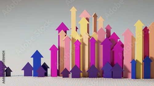 Colorful Upward Arrows Symbolizing Growth, Progress, and Business Momentum