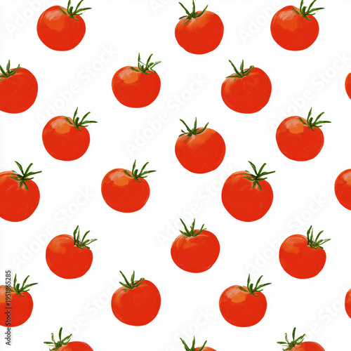 Tomato Pattern, Red and Green,  Vegetable Seamless Repeat