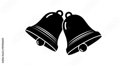 A visually appealing vector graphic of two traditional ringing bells, perfect for holiday celebrations and joyous occasions, rendered in a clean and classic silhouette style