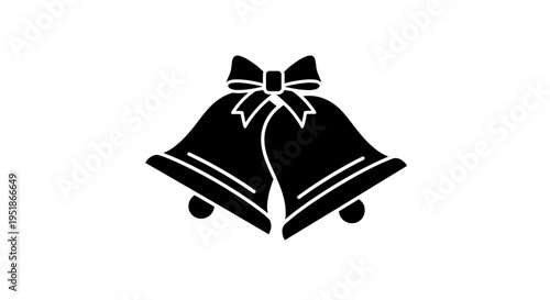 Classic wedding bells vector illustration with a bow symbolizing celebration and love, perfect for invitations and decorations