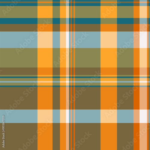 Kid texture plaid check, complexity textile fabric pattern. Checkered tartan vector seamless background in orange and amber colors.