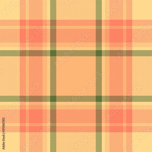40s background fabric texture, graph plaid tartan pattern. Repeatable patterns textile vector check seamless in orange and amber colors.