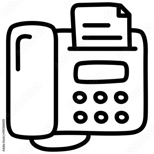 Fax machine icon in linear style, telefax