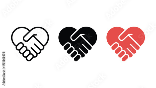 Handshake in heart shape, representing partnership, love, and care