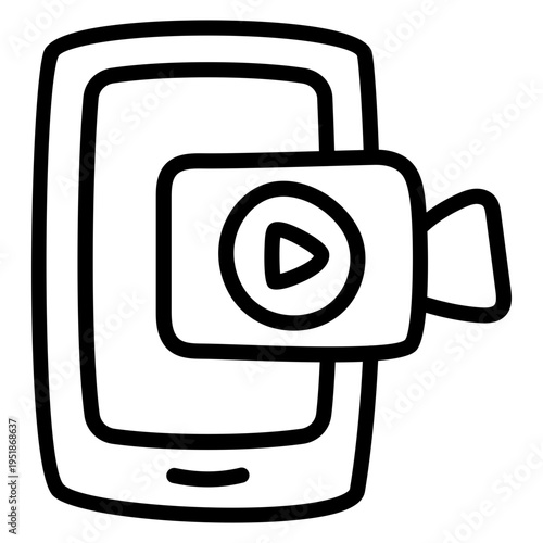 A linear design icon of mobile video camera 