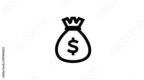 Money bag icon with dollar sign, a financial symbol for wealth, savings, investment, payment, profit, and economy.