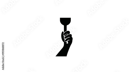 Hand holding a bar muddler or pestle, black silhouette vector icon for cocktail making, mixology, kitchen tools